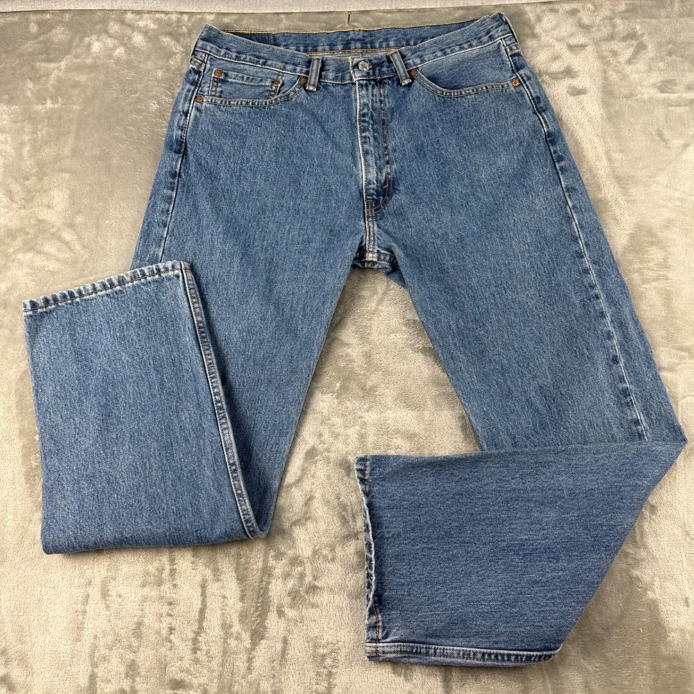 Levis Jeans Mens 36x30 505 Regular Fit Blue Straight Leg Denim